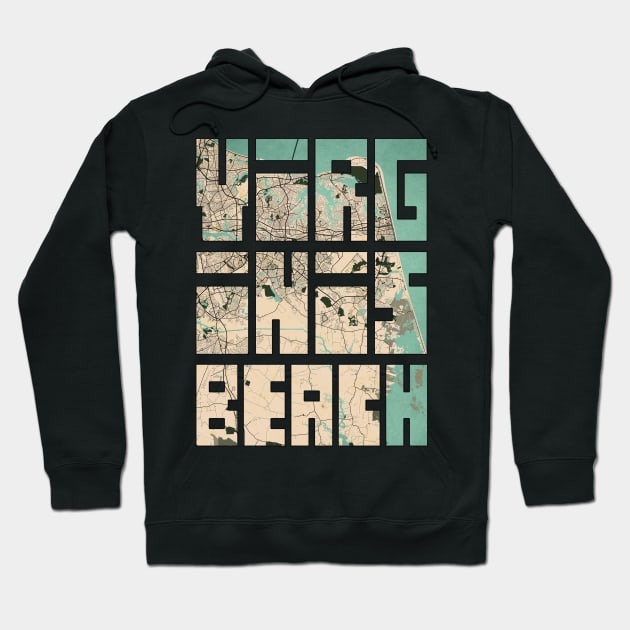 Virginia Beach, USA City Map - Vintage Hoodie by deMAP Studio